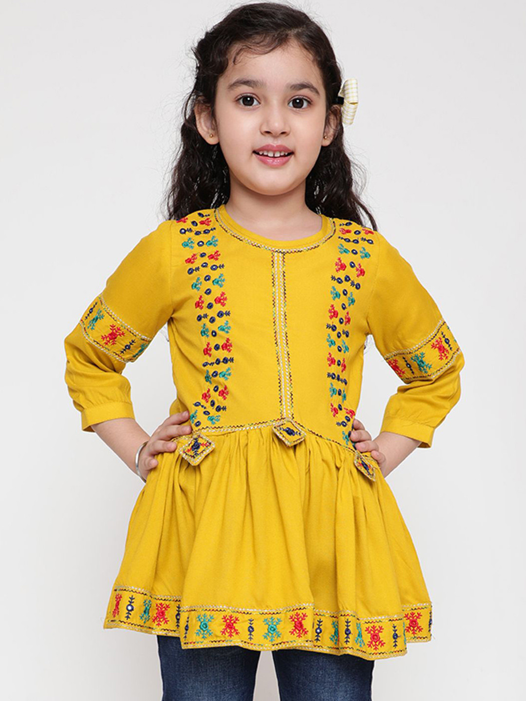 Miss & Chief Girls Ethnic Motifs Embroidered Applique Top
