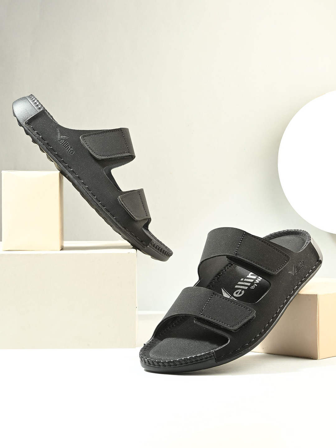 Vellinto AXION Men Adjustable Double Velcro Strap Comfort Sandals