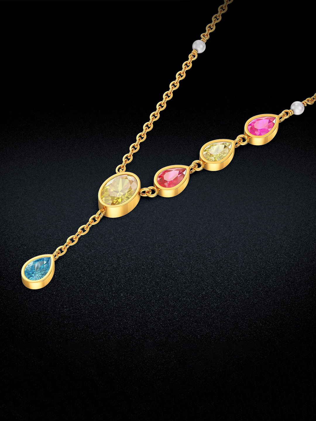 Joyalukkas Women 22 Kt Yellow Gold Shimmering Dewdrops Charm Gold Necklace