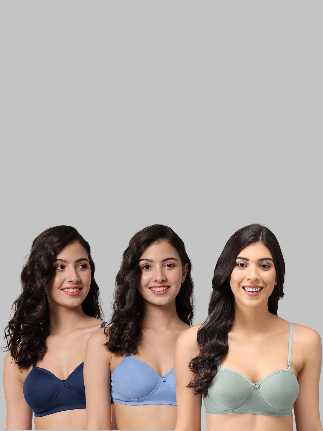 Women Cotton Blue,Light Blue,Green Padded Non-Wired Lingerie Bra Sport wear Gym Crop Tank Top