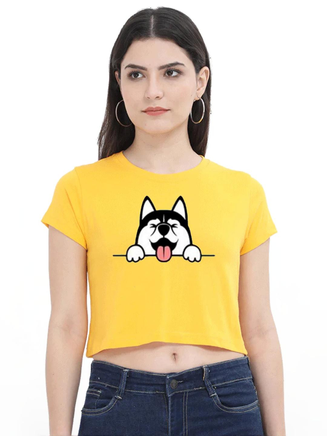 Girls Casual Cotton Blend Top (Yellow, Pack of 1)
