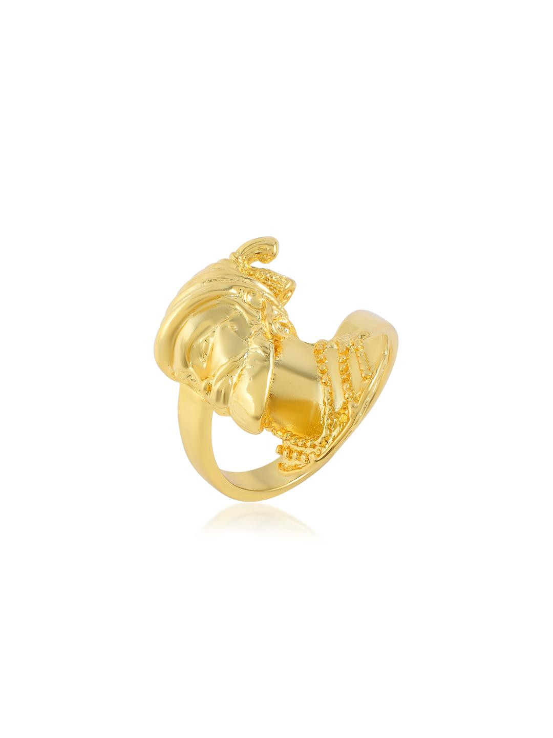 Brass 1 Micron Gold Shivaji fingerring Men Fashion Jewellery