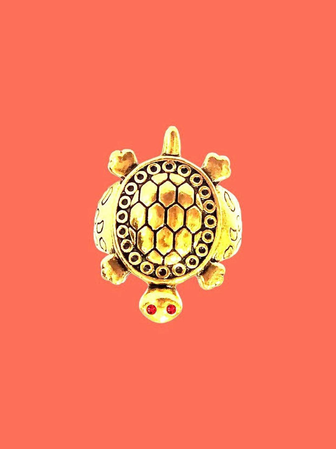 Dynamic Retail Global Tortoise Turtle Kachua Meru Ring for Men Women Boys Girl Vastu Fengshui Brass Gold Plated Ring ()