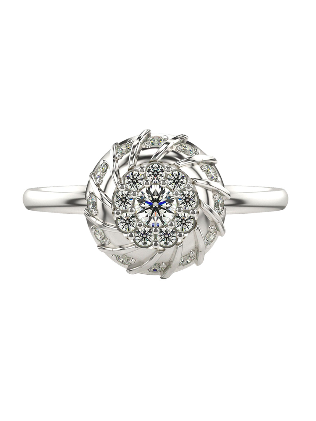 VALANOVA Women Sterling Silver Plated With 18 Kt Gold Diamond Ring