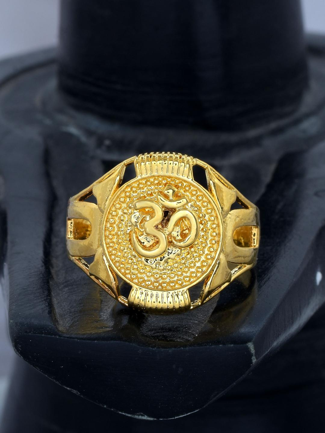 Gold plated Hindu OM good luck finger ring Men and Women