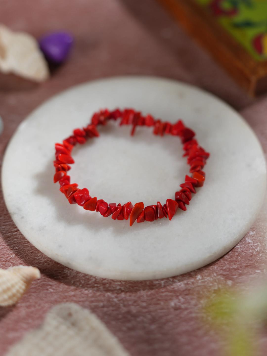 craftNyou Unisex Red Stone Bracelet