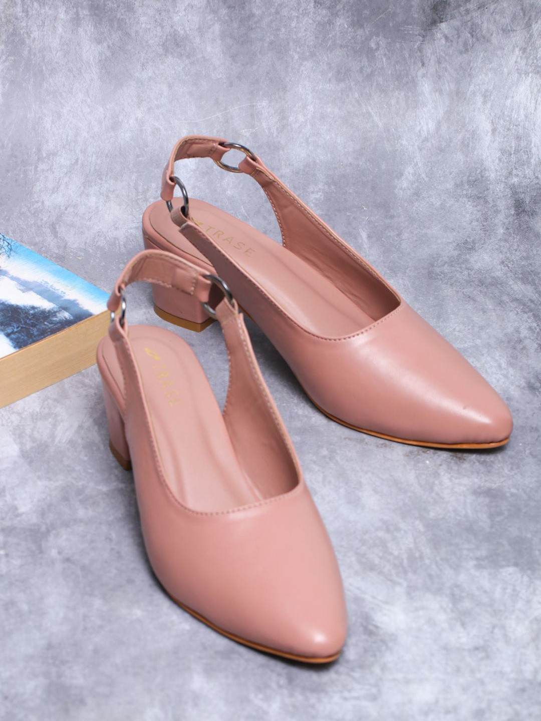 TRASE Alena Women Pointed Toe Block Heel Mules