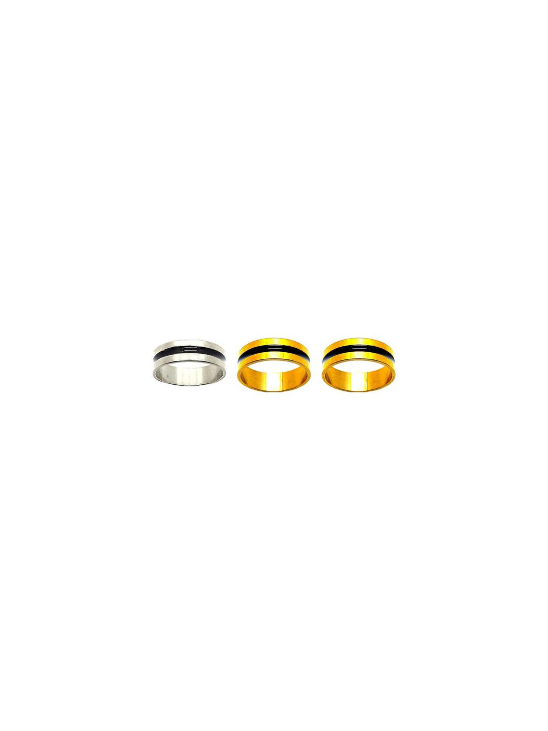 Dynamic Retail Global Set of 3 Rings for Men & Women, Yellow-Silver Copper Ring ()