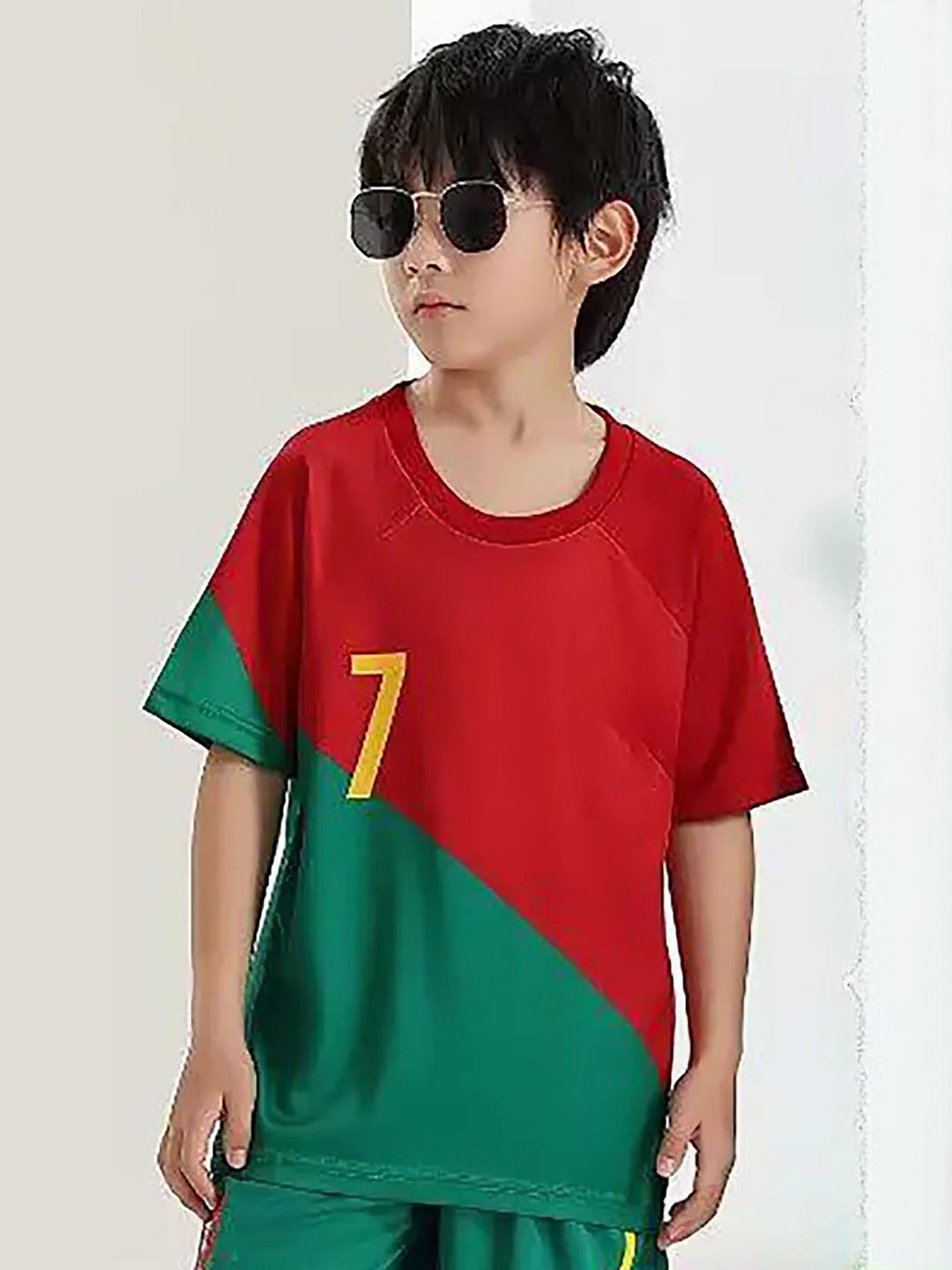 DOSTITCH Portugal Ronaldo 7 Football Jersey Boys with Shorts