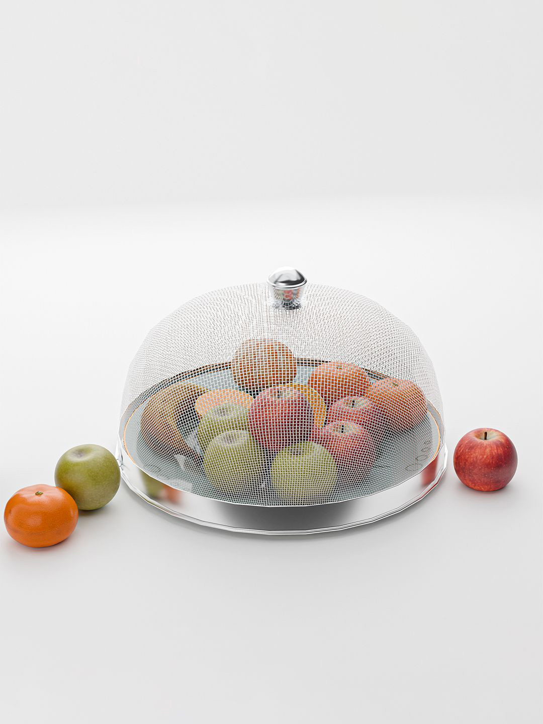 Kuber Industries Silver Toned Mesh Guard Stainless Steel Food Cover Dome