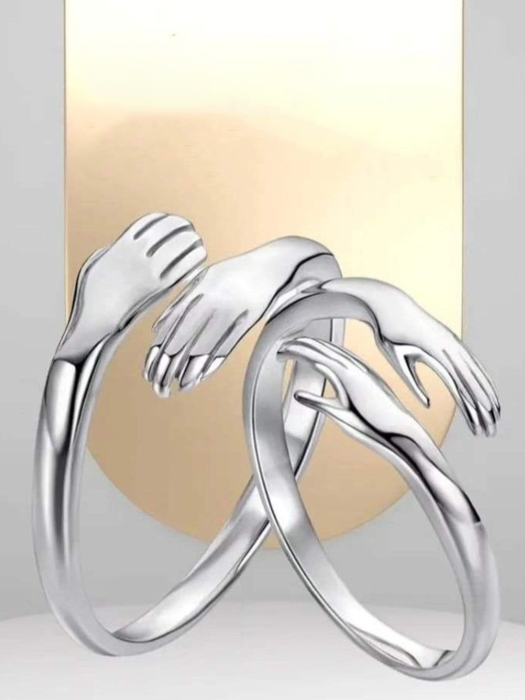 V FASHION JEWELLERY Stainless Steel Sliver-Plated Textured Finger Ring