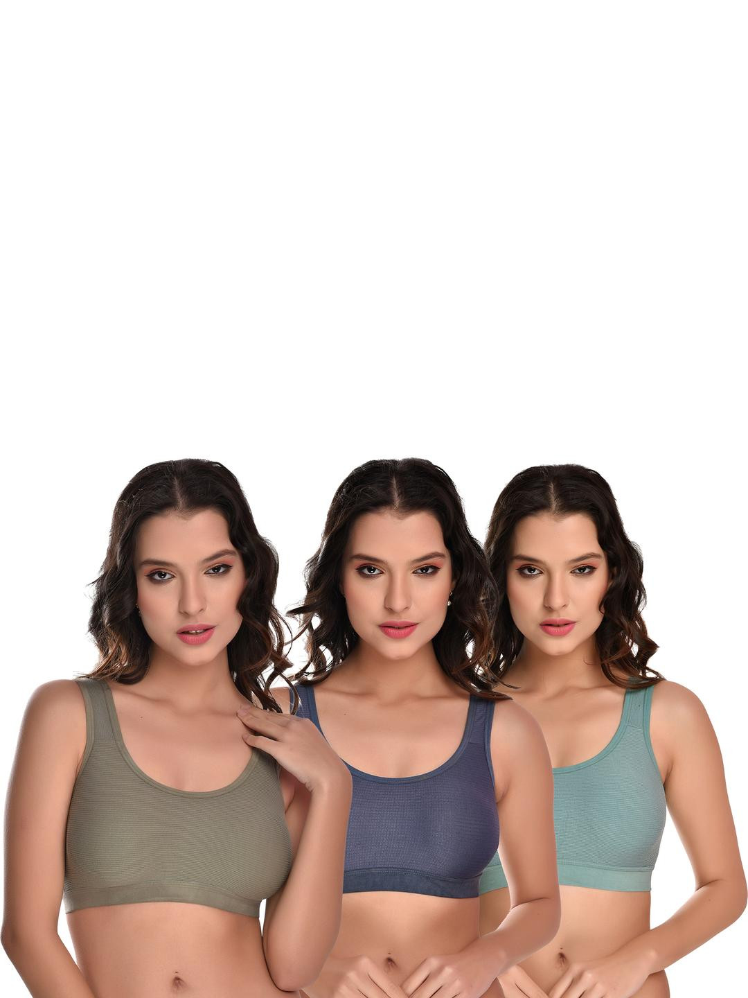 Women Cotton Grey,Blue,Green Non Padded Non-Wired Lingerie Bra Sport wear Gym Crop Tank Top