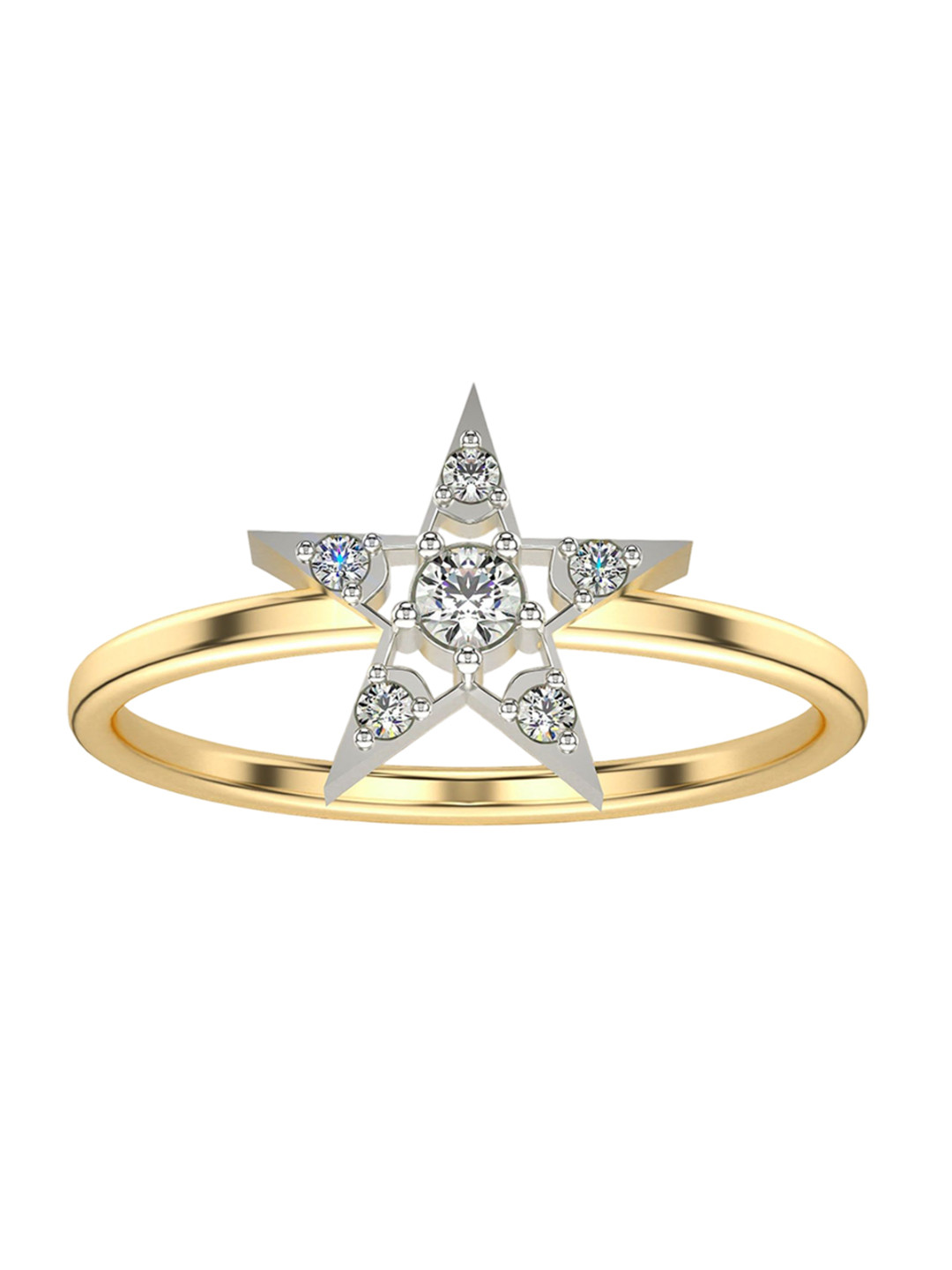 VALANOVA Women Sterling Silver Plated18Kt Gold Diamond Ring