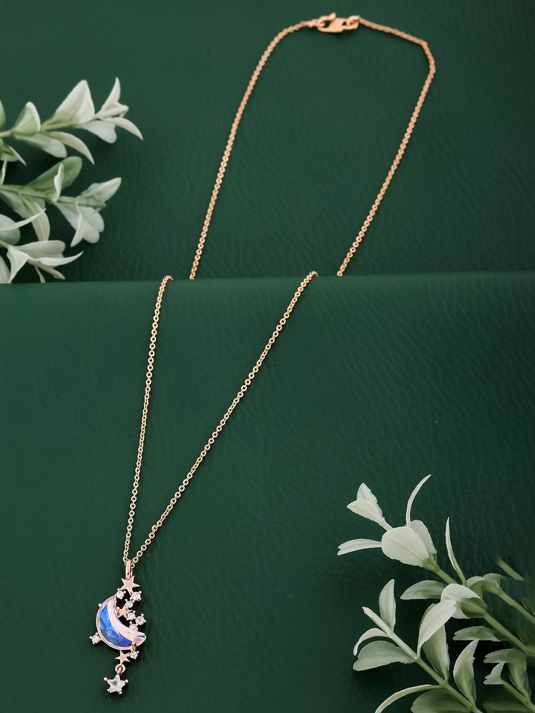 Wynona Gold-Plated Moon Star Pendants With Chains