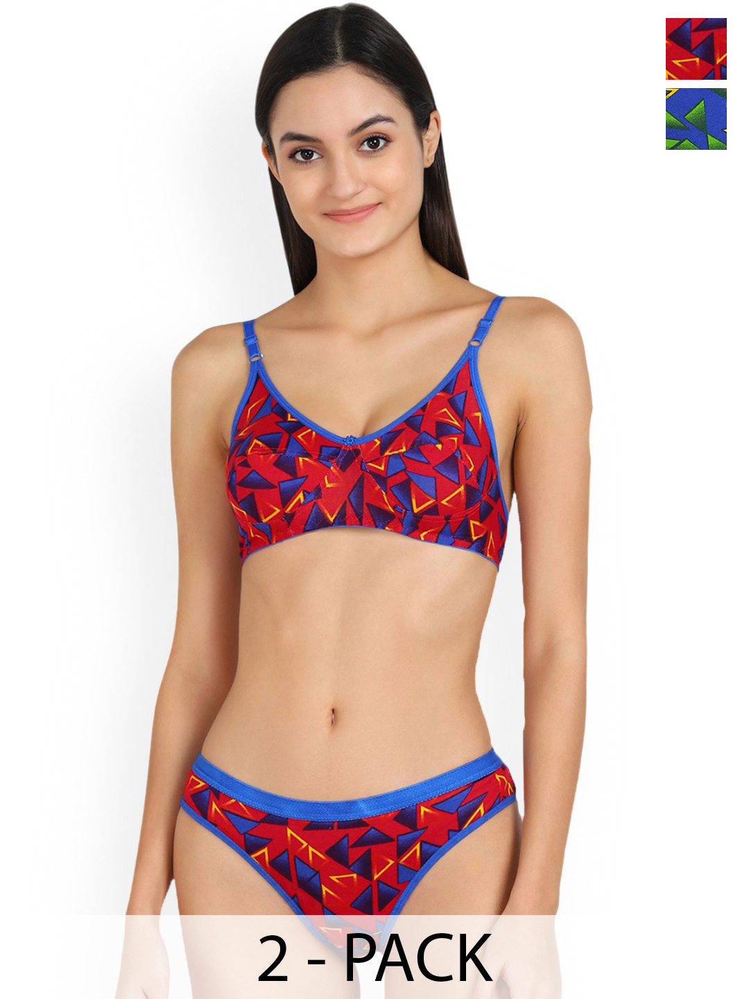 Samvar Pack Of 2 Printed Non-Padded Lingerie Set  QC_3Kon Set_P,G