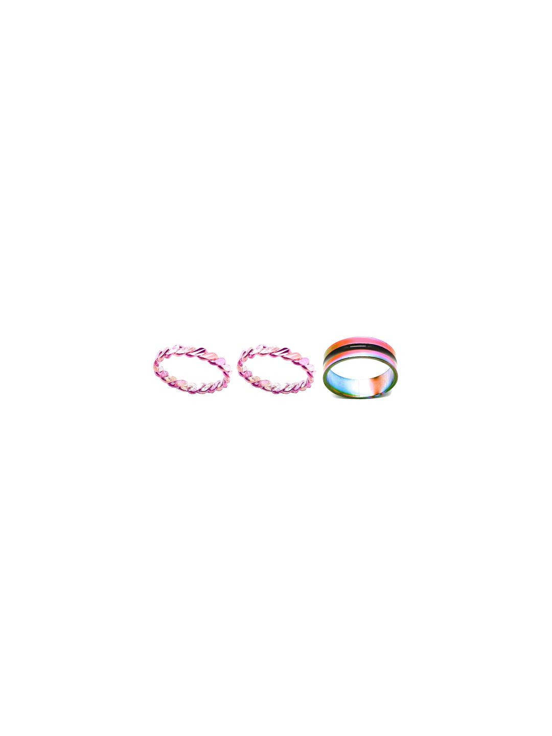 Dynamic Retail Global Set of 3 Rings for Men & Women, Purple-Multicolor Alloy Ring ()