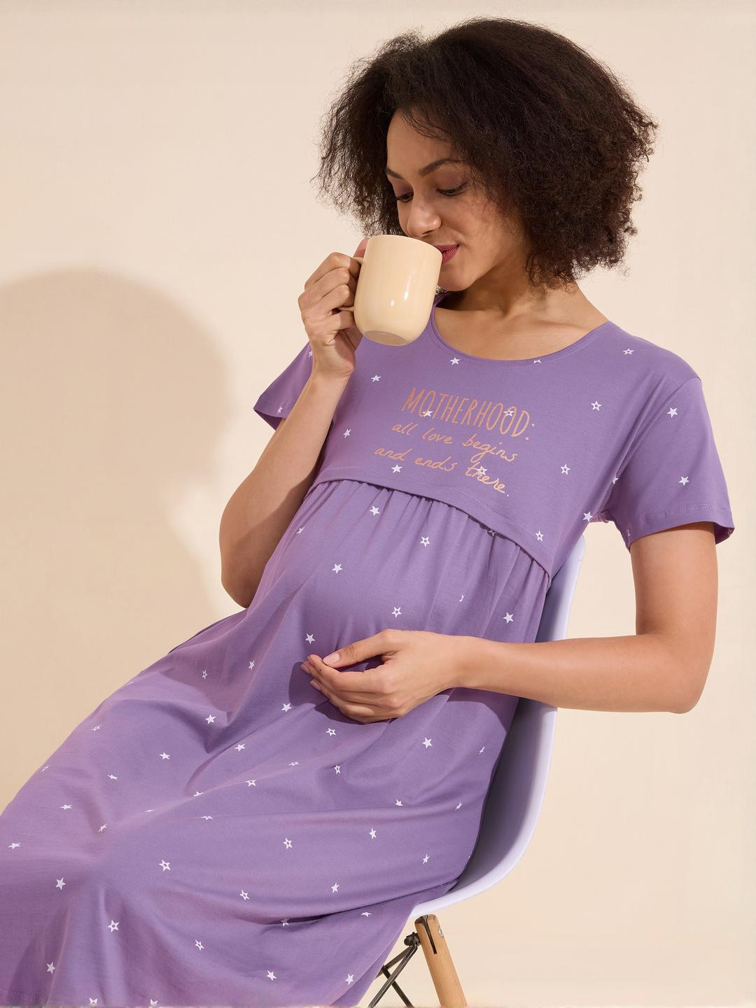Lotik Women Cotton Meternity Short Nightdress