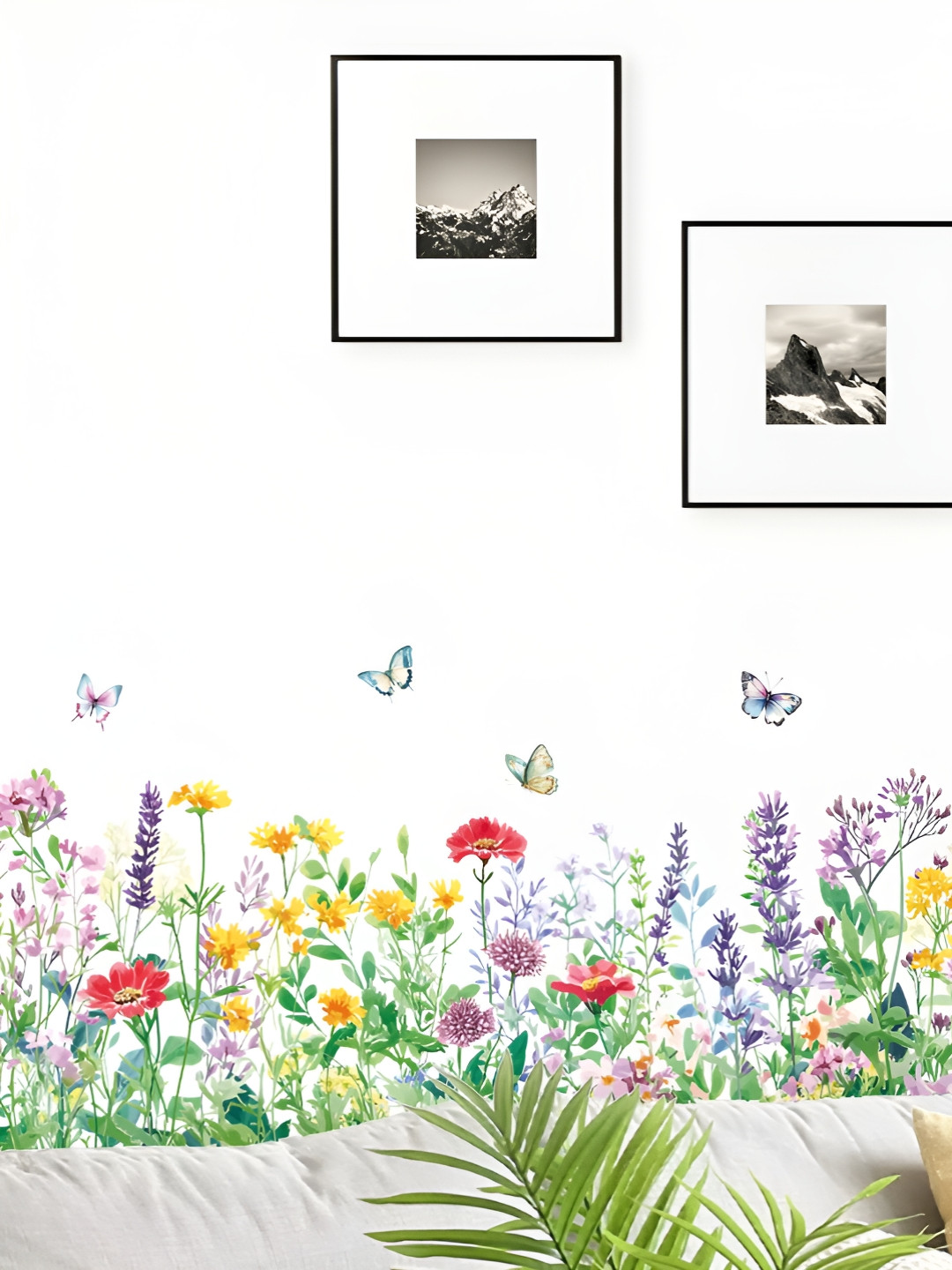 Jaamso Royals Blue & Green Plant Flowers Printed Self-Adhesive & Durable Wall Sticker