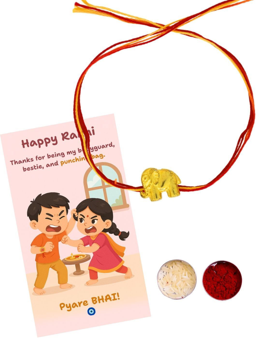 Anouk Elephant Rakhi With Greeting Card Gift Set