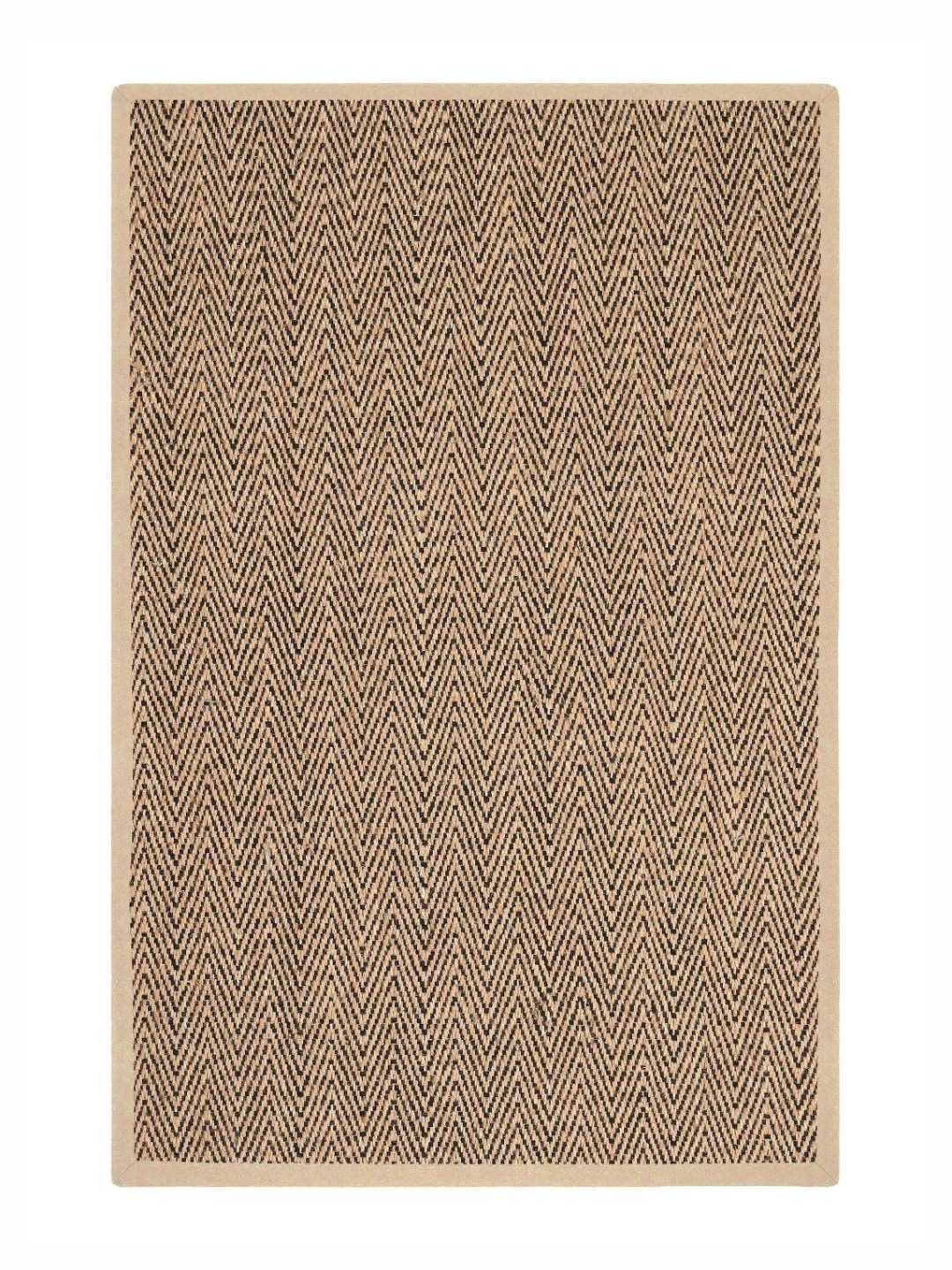 Saral Home Beige Chevron Textured Anti-Skid Jute Cotton Carpet