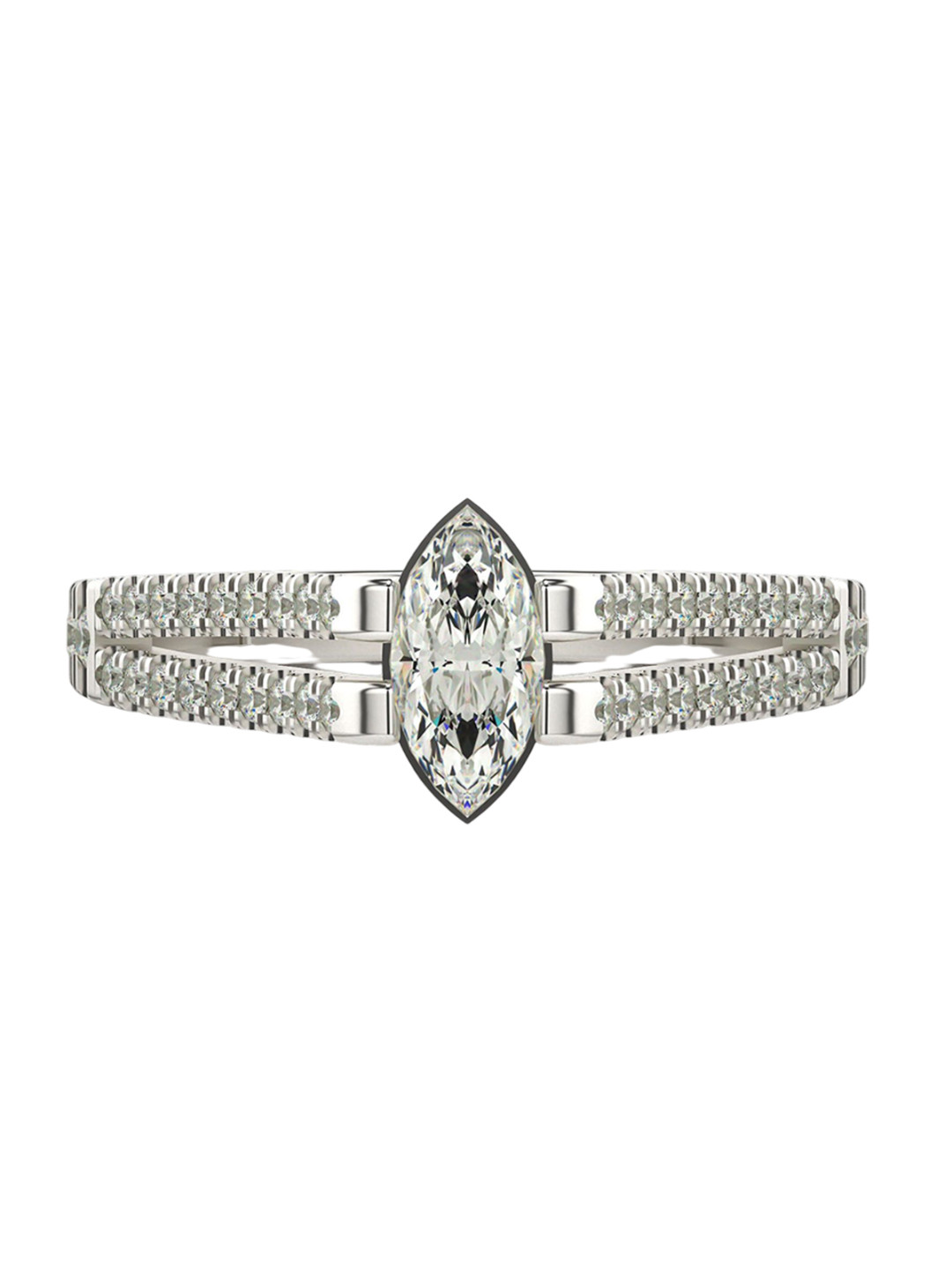VALANOVA Women Sterling Silver Plated with White Gold & Certified Lab Grown Diamond Ring