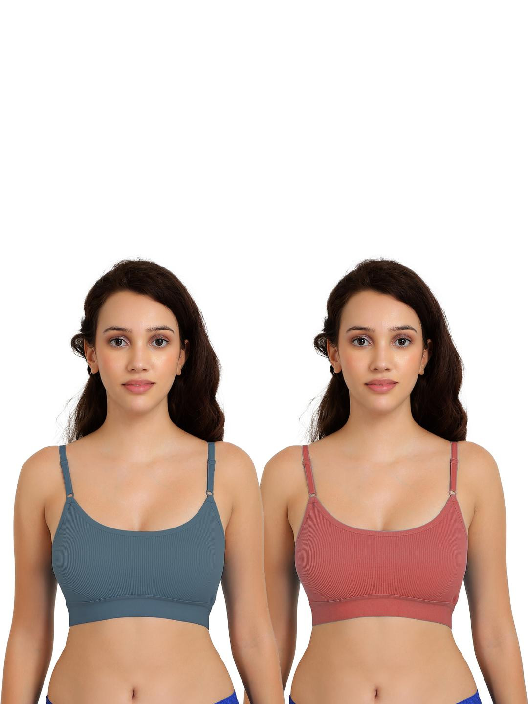 Women Cotton Dark Green,Orange Non Padded Non-Wired Lingerie Bra Sport wear Gym Crop Tank Top