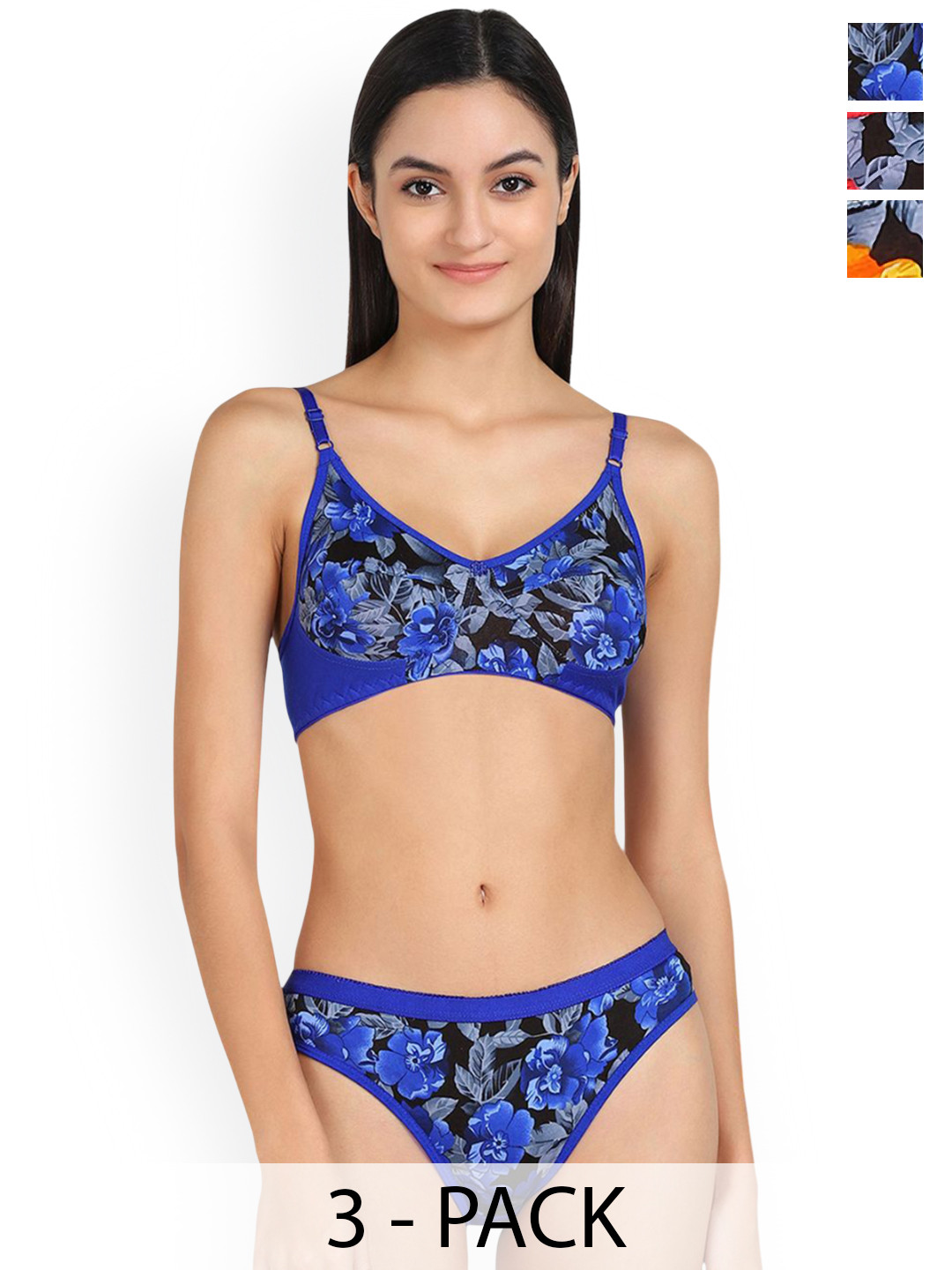 Samvar Pack Of 3 Non-Padded Lingerie Sets QA_SF Set_B,Y,R