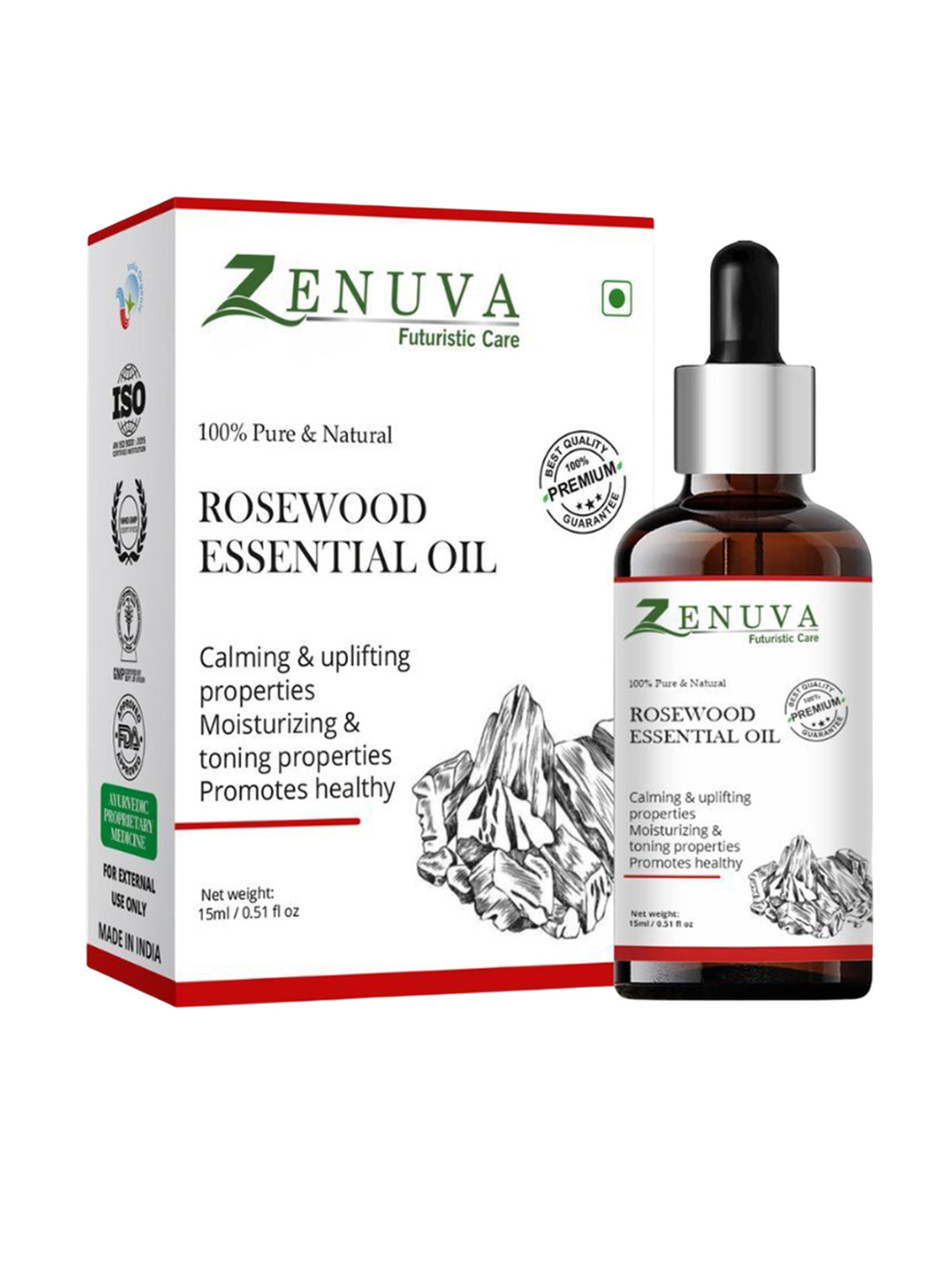 Zenuva Natural Rosewood Essential Oil - 15 ml