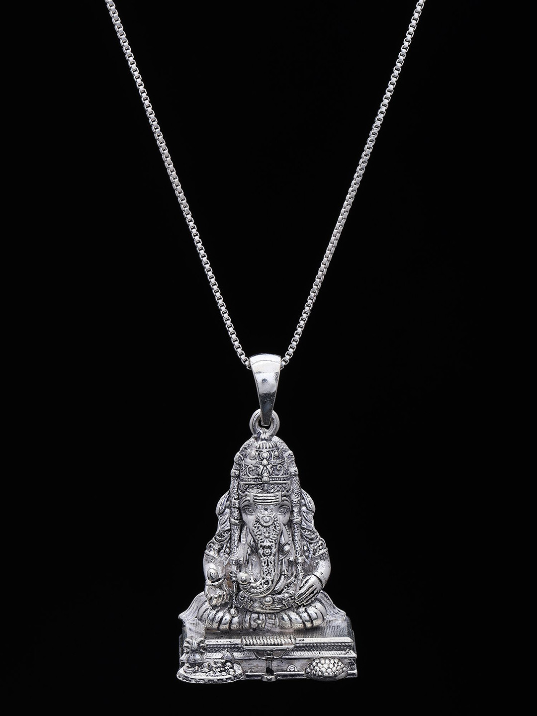 Exotic India Sterling Silver Pillayarpatti Karpaga Ganesha Pendant