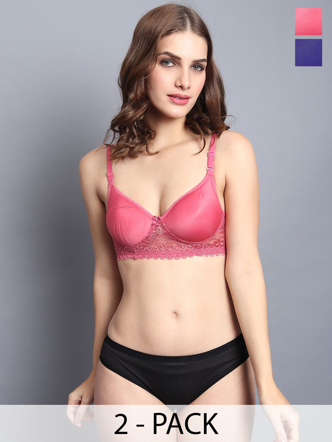 Samvar Pack Of 2 Self-Design Lightly-Padded Lingerie Sets A_PD-Sett_B,P