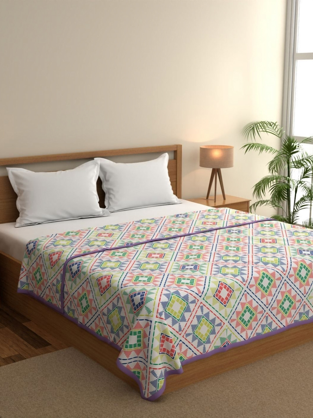 home expressions White Ambrosia Printed Lightweight Cotton AC Room 120GSM Double Bed Dohar