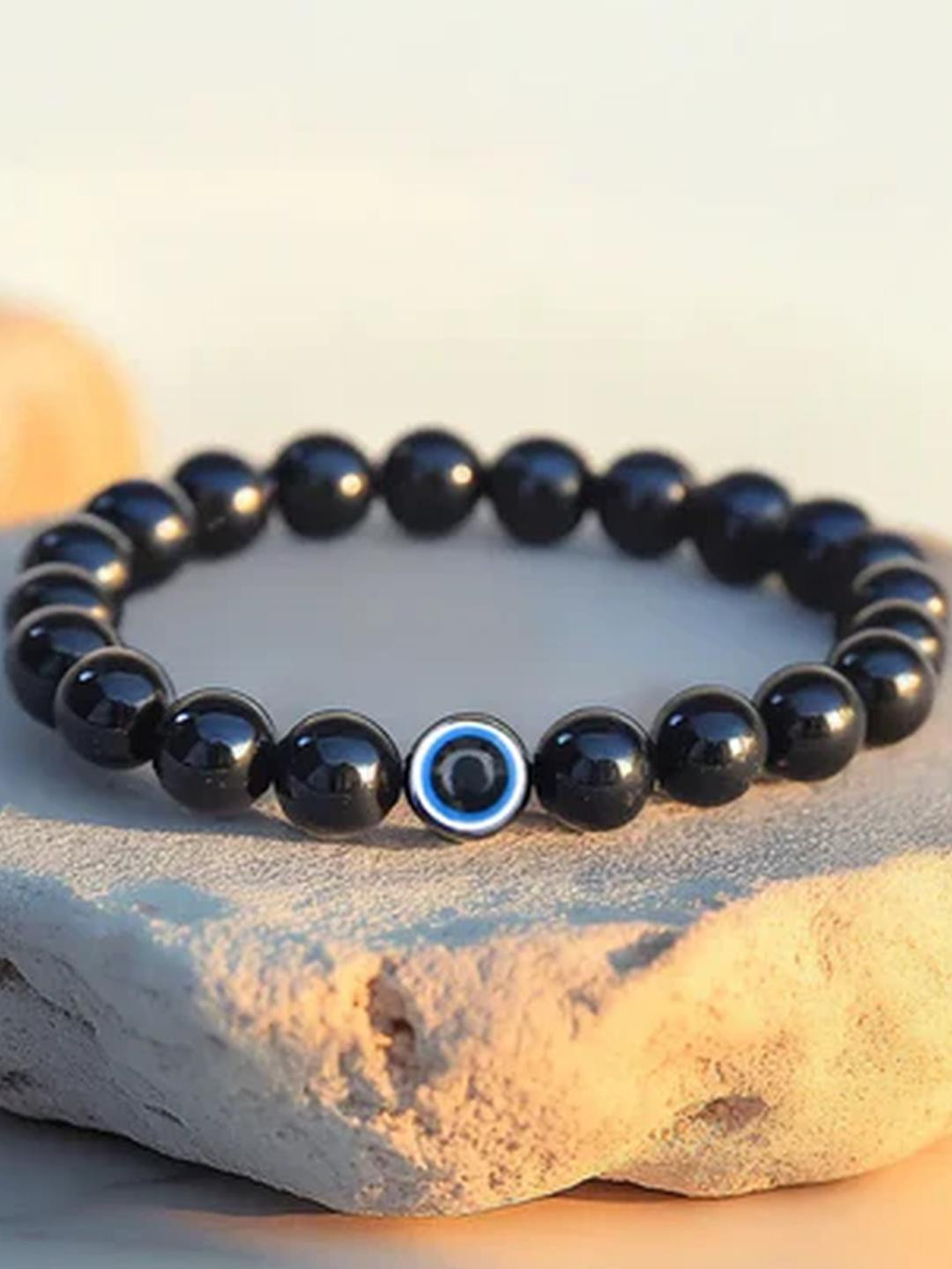 craftNyou Unisex Evil Eye Bracelet with Black Obsidian