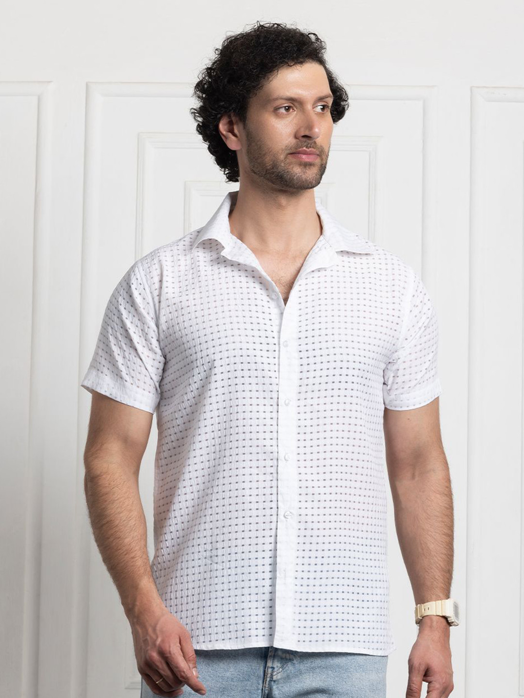 FILO HEVIS Men Self Design Relaxed Regular Fit Casual Shirt