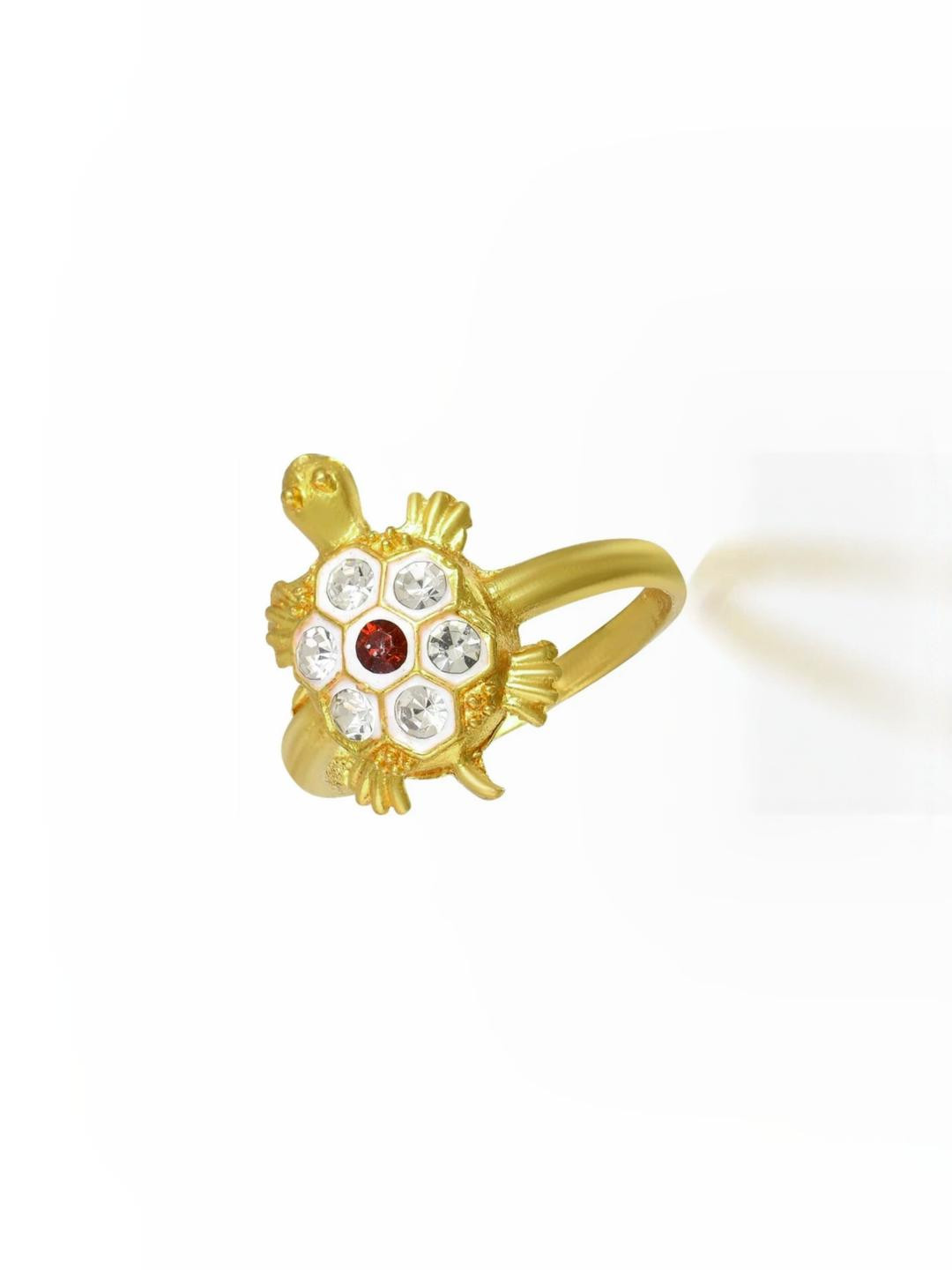 Dynamic Retail Global Tortoise Turtle Kachua Meru Ring for Men Women Boys Girl Vastu Fengshui Q-233T Brass Gold Plated Ring ()