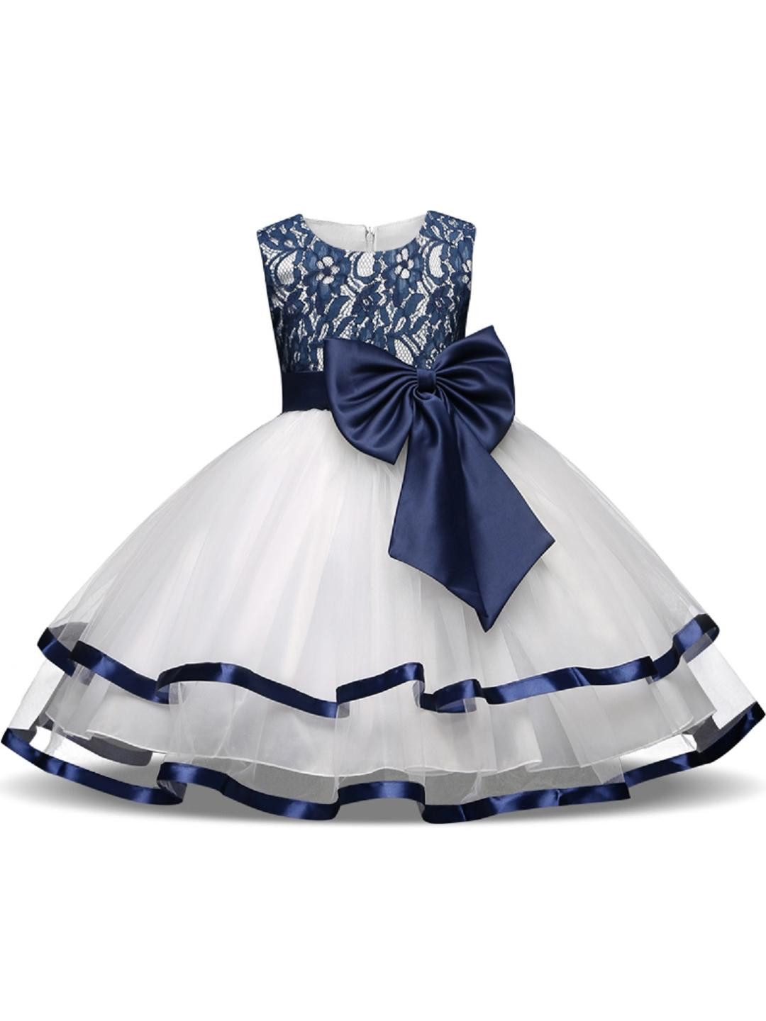 Shahina Fashion Girls Floral Self Design BowDetail Maxi Fit and Flare Dresses