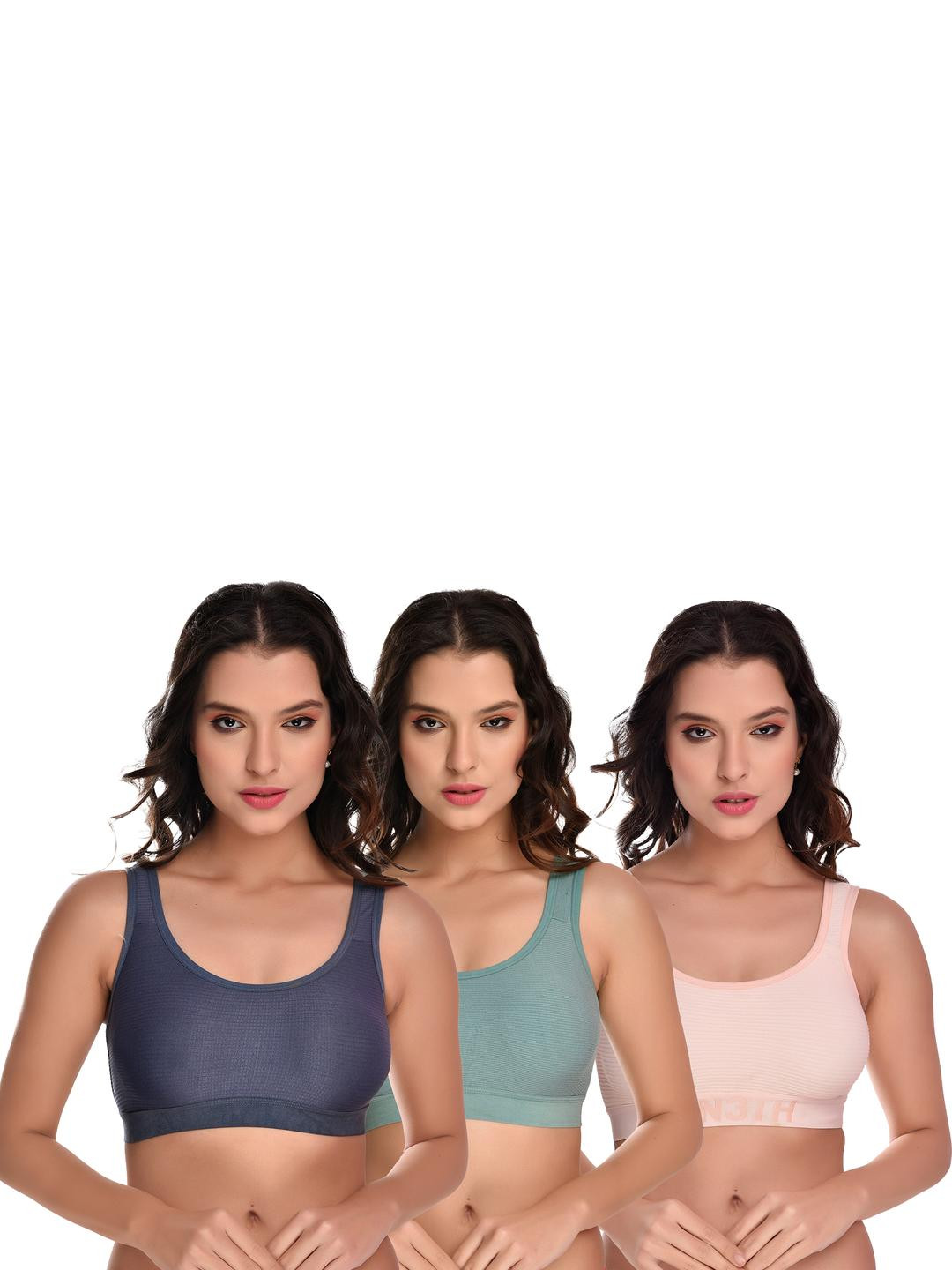 Women Cotton Blue,Green,Brown Non Padded Non-Wired Lingerie Bra Sport wear Gym Crop Tank Top