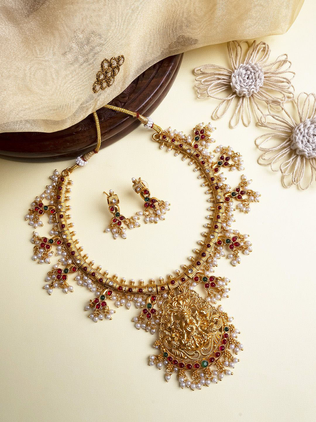StileAdda Gold Plated Guttupusalu Necklace & Earrings Set