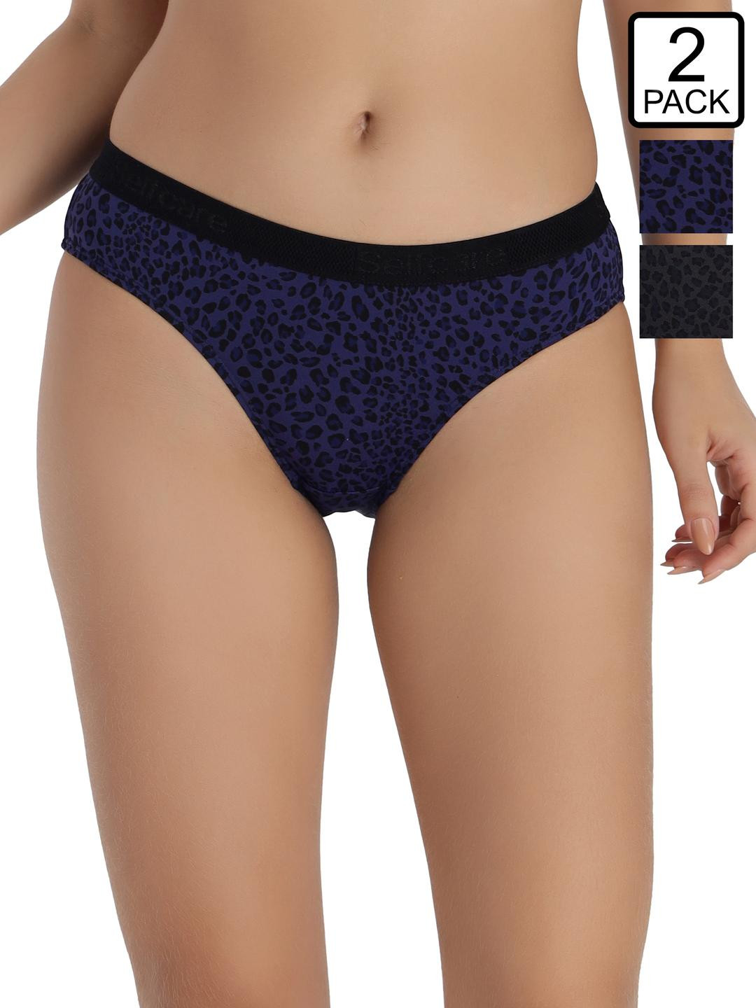 Selfcare Womens Mid Rise Super Soft Nylon Lycra Printed Bikini Brief-SN3800