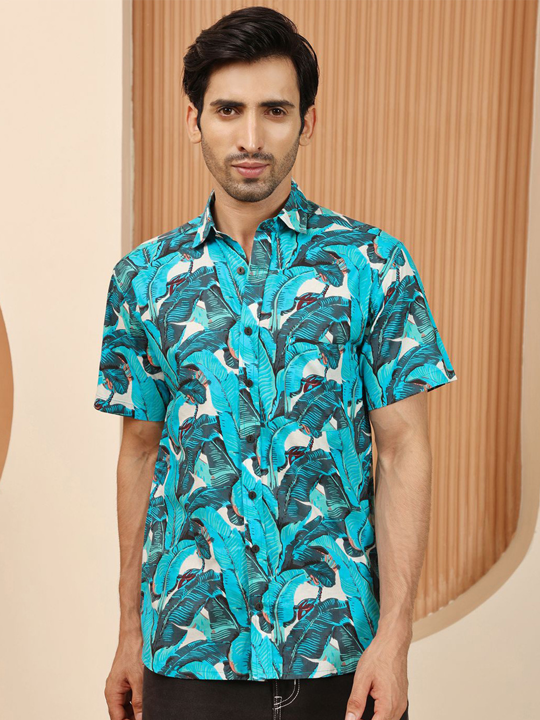 House Of Attire Men Spread Collar Printed Casual Pure Cotton Shirt