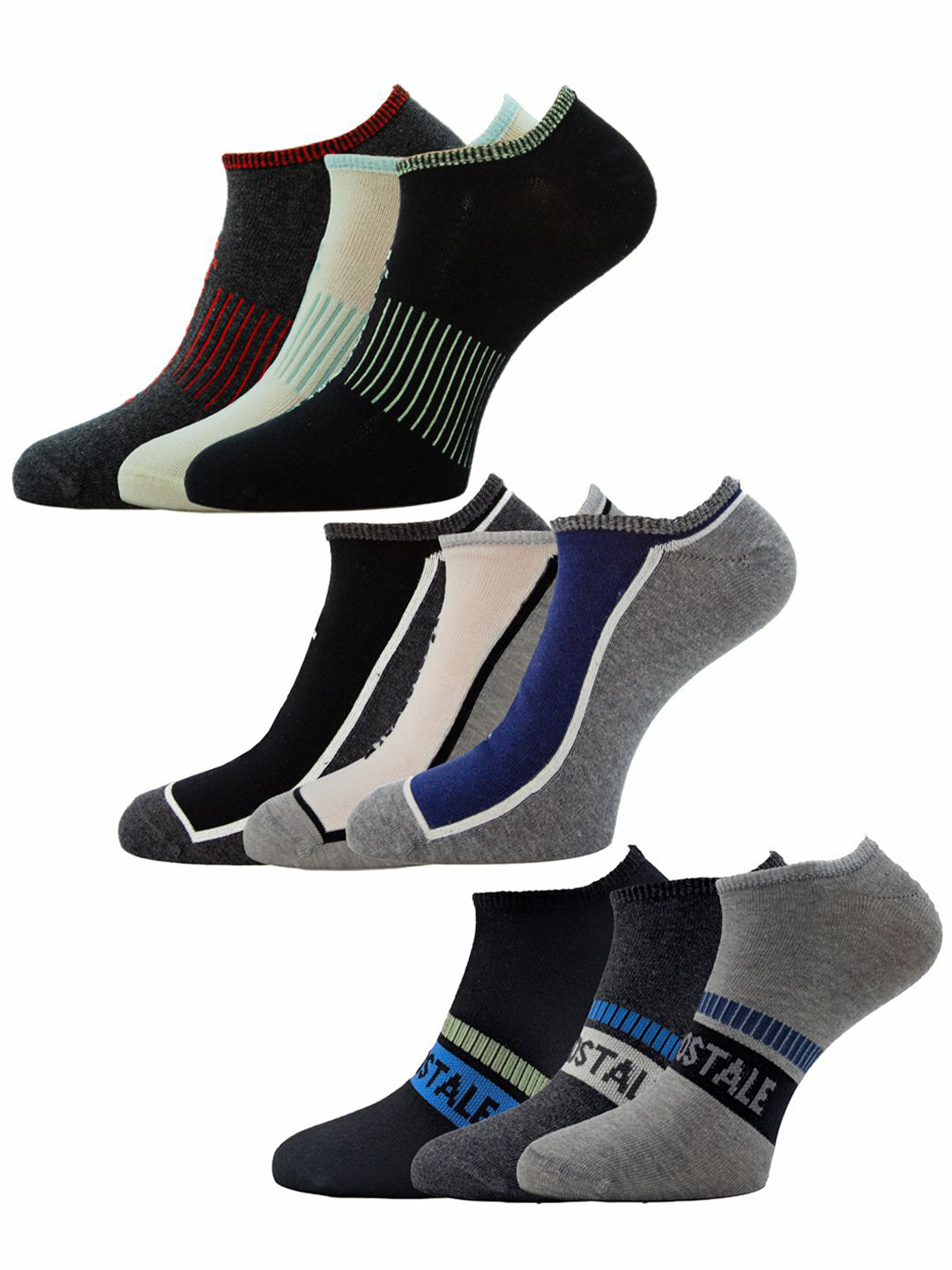 Aeropostale Men Pack of 9 NoShow Ankle Length Socks