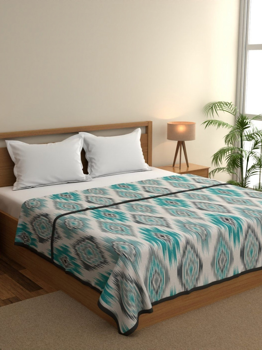 home expressions Meadow Grey Abstract Printed Cotton AC Room 150 GSM Double Bed Dohar
