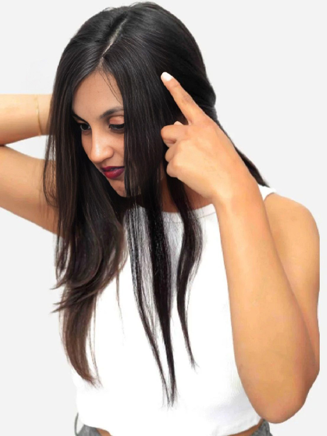 GROWTH Clip-In Straight Lock Hair Extension - Natural Black - 14 Inch