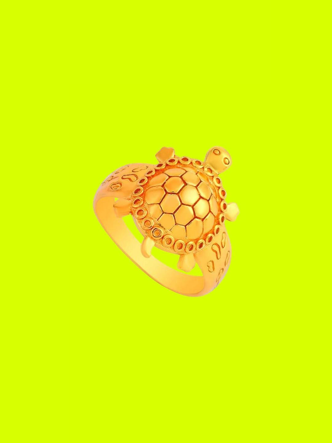 Dynamic Retail Global Tortoise Turtle Kachua Meru Ring for Men Women Boys Girl Vastu Fengshui R-A1 Brass Gold Plated Ring ()