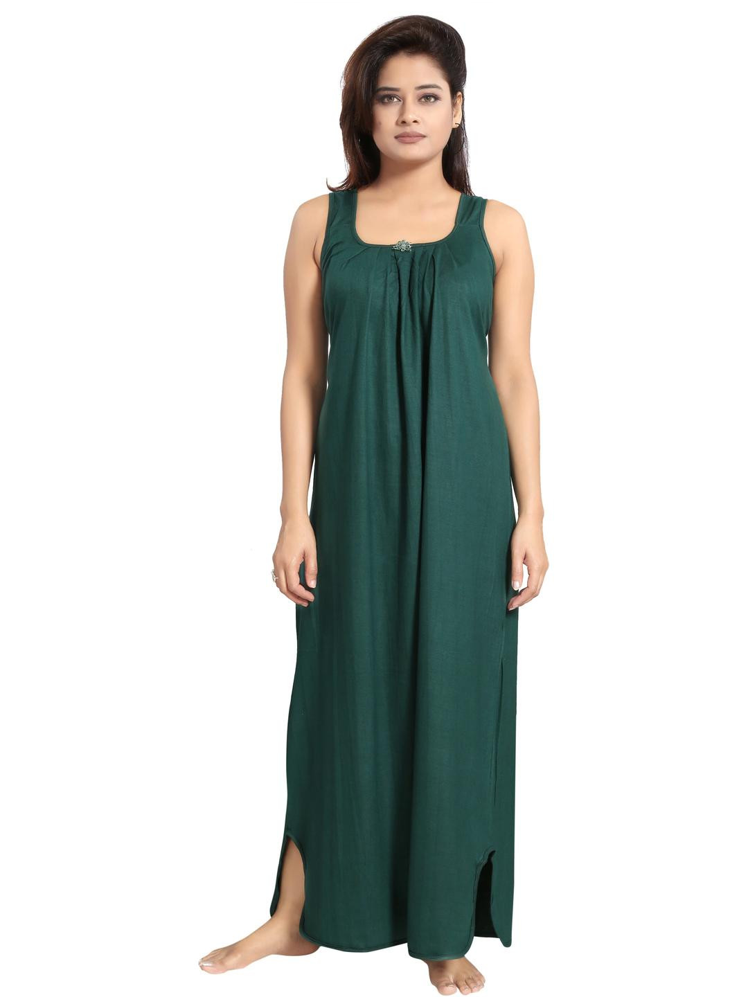 Inner Beats Women Green Nightdress