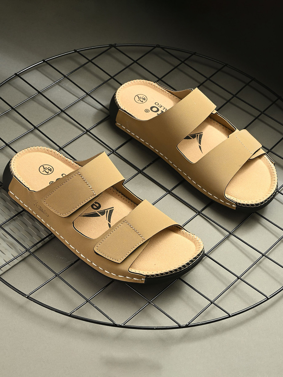 Vellinto Men Double Velcro Strap Comfort Sandals