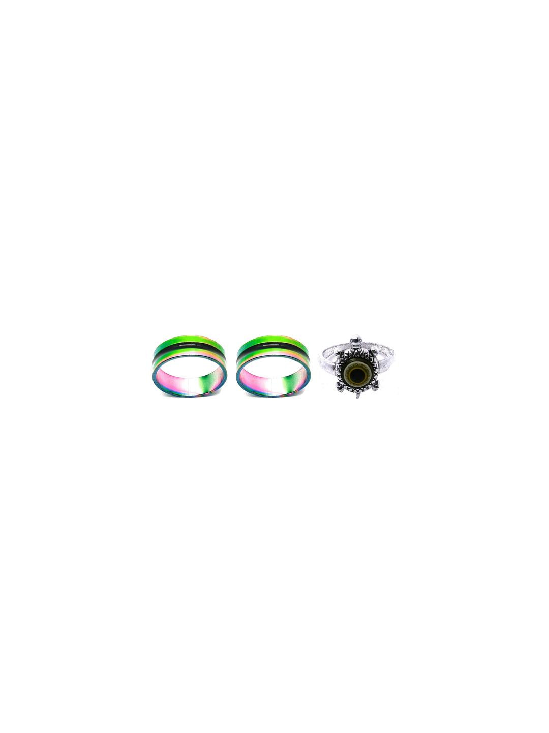 Dynamic Retail Global Set of 3 Rings for Men & Women, Green-Black Alloy Ring ()