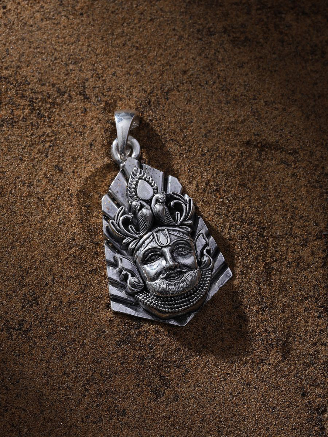 Exotic India Sterling Silver Khatu Shyam Pendant