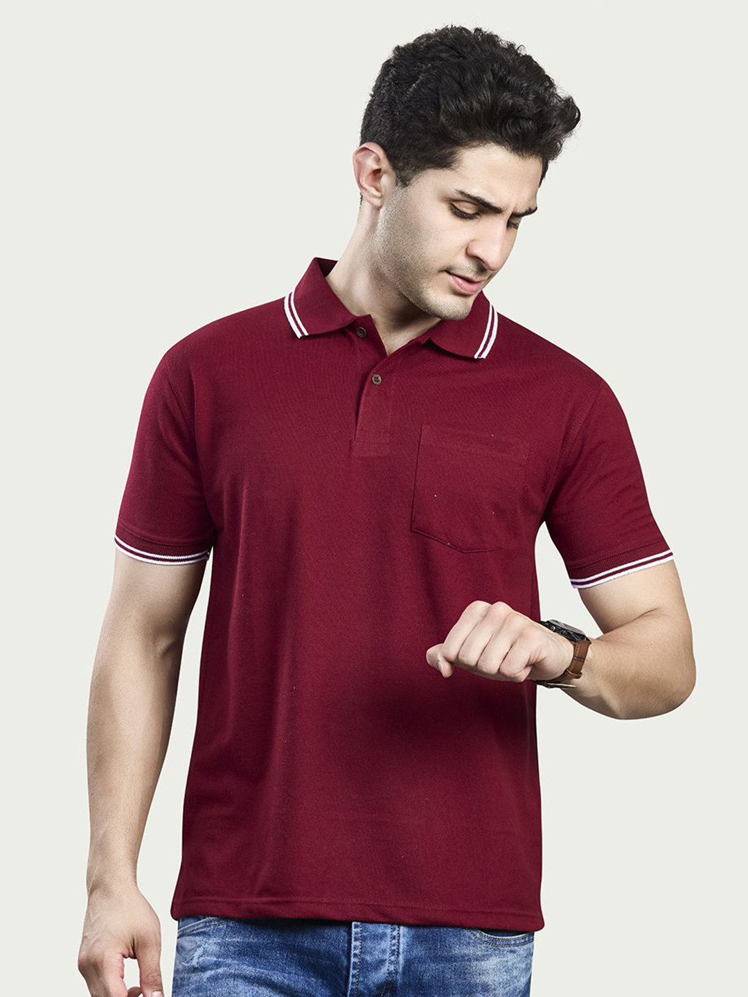 BE POSITIVE Men Solid Half Sleeve Polo Collar T-shirt