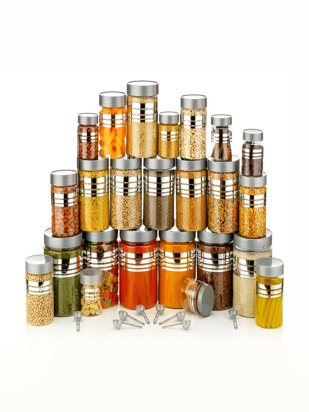 DEEJET Grey & Transparent 24 Pieces Round Air Tight Jar Containers