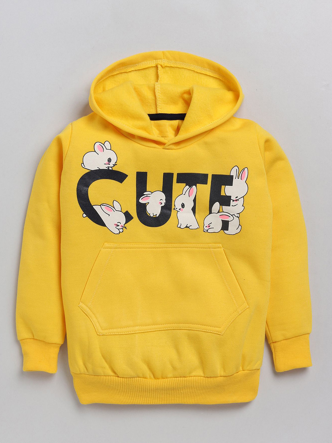 Lazy Shark Girls Cute Bunnies Printed Hooded Pullover Sweatshirt